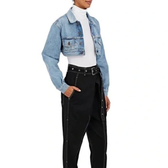 Off-White Virgil Abloh Cropped Denim Jacket 'Handmade' Applique Jean Jacket - Picture 15 of 16